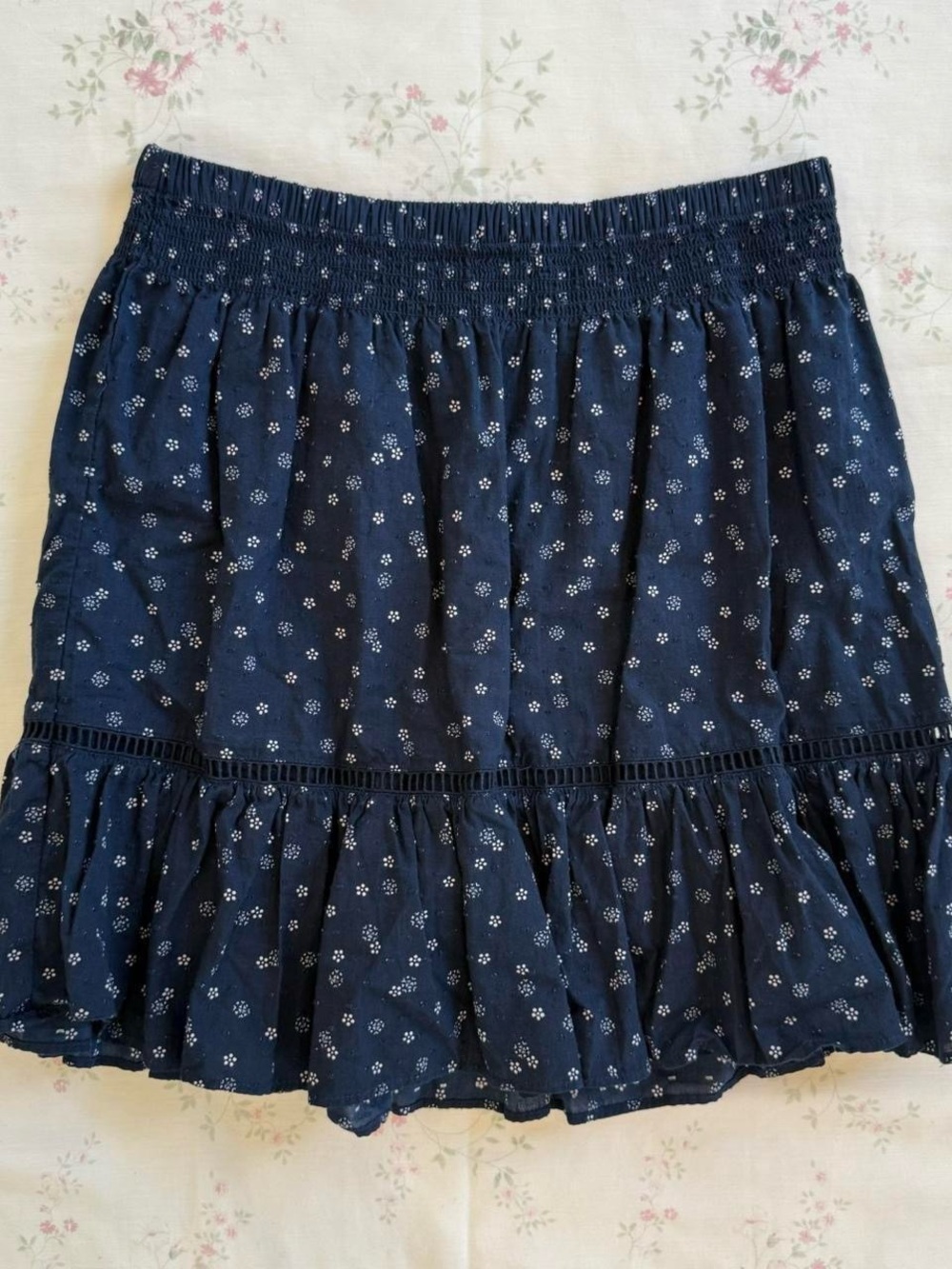 navy ditsy floral aline mini skirt